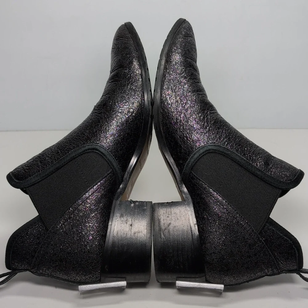 Donald Pliner Darla black glitter ankle boorie boots womans size 6.5